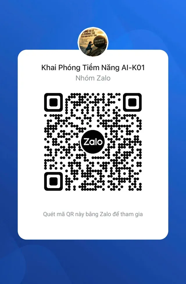 Mã QR vào nhóm Zalo Khai Phóng Tiềm Năng AI-K01